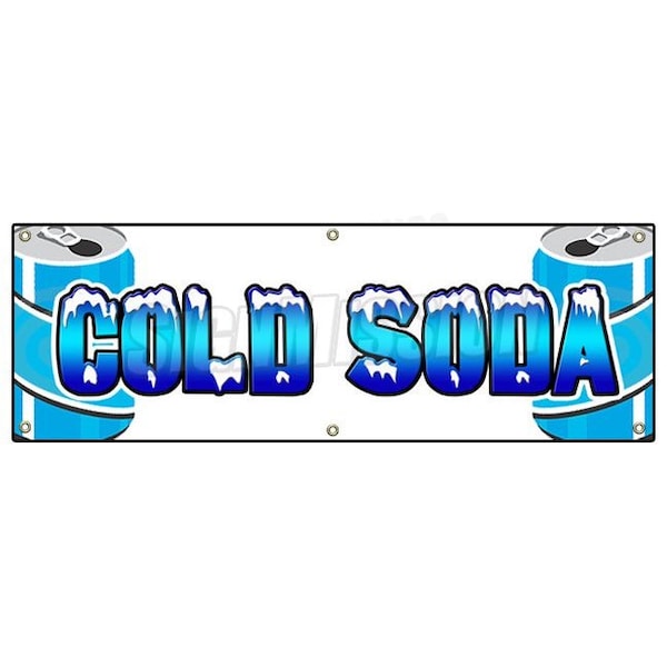 COLD SODA BANNER SIGN ice drink cart stand signs pop cola iced root beer